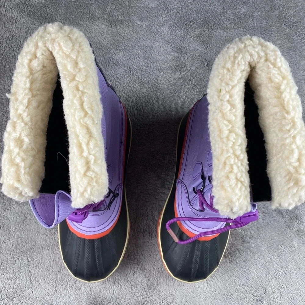 Sorel Waterproof Snow Boots Youth Girls 4 Yoot Pac Purple Faux Fur